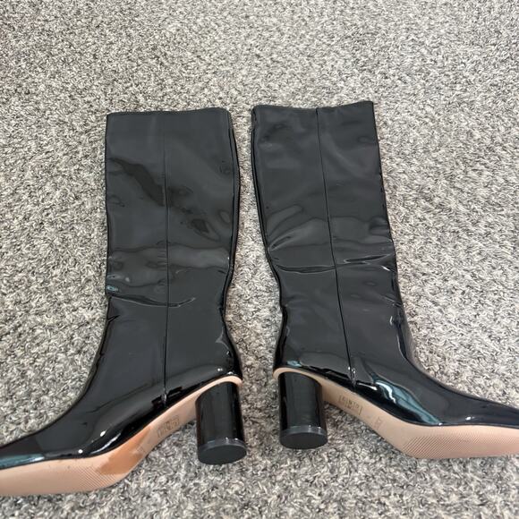 J. Crew Boots Round Heel Tall Patent Leather Size 7.5 Square Toe New - Picture 3 of 7